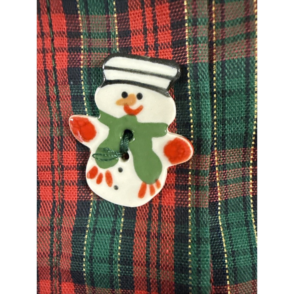 VTG Dogwood Lane Jumper Dress Pinafore Cottagecore Painted Buttons Holiday Plaid - Picture 8 of 12